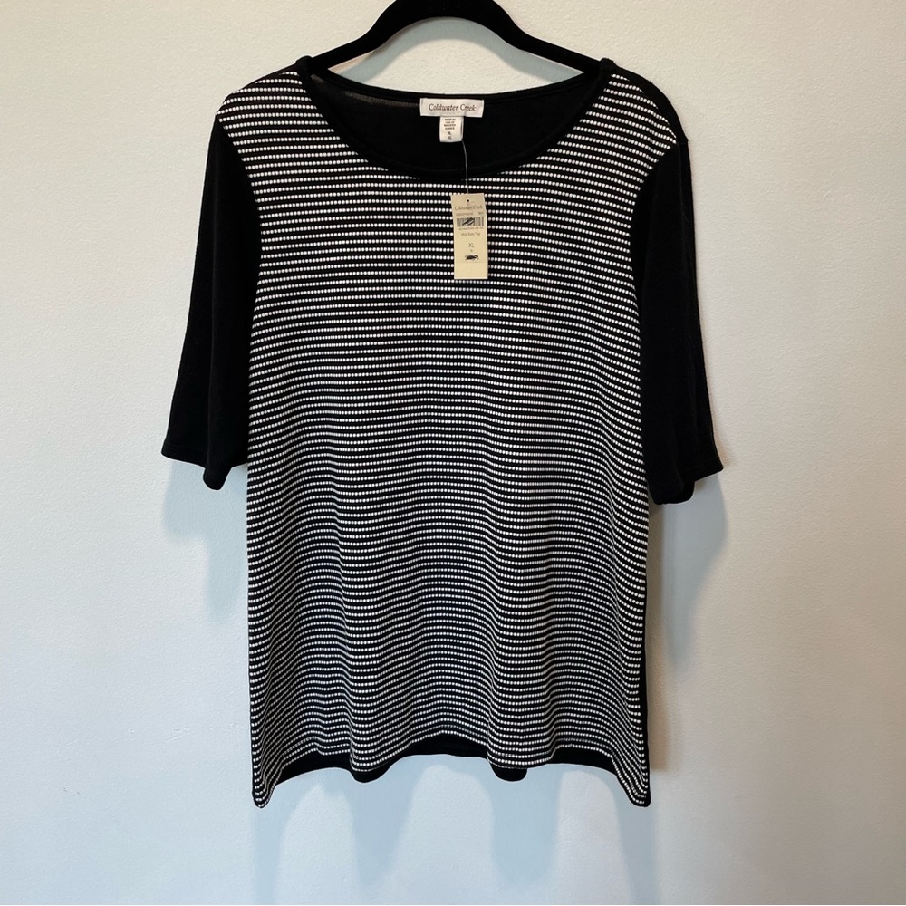 Coldwater Creek Stripe Knit Short Sleeve Top Women’s size XL